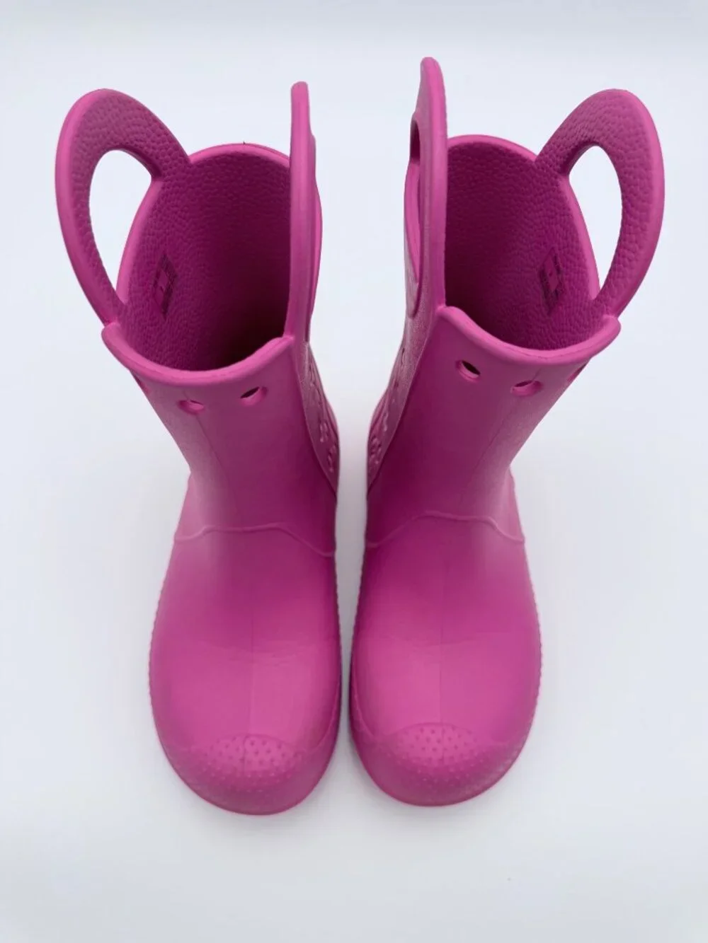 Crocs Kids Handle It Rain Boots Pink Lightweight Waterproof Durable Size J2